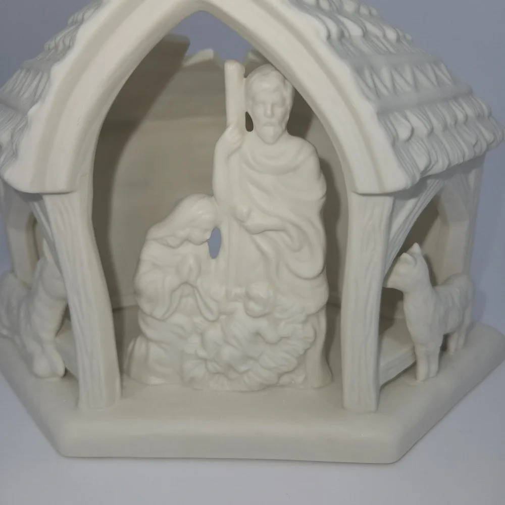 Partylite O Little Town Nativity‎ Tealight Holder Bisque Porcelain P7312 w Box - Picture 7 of 11